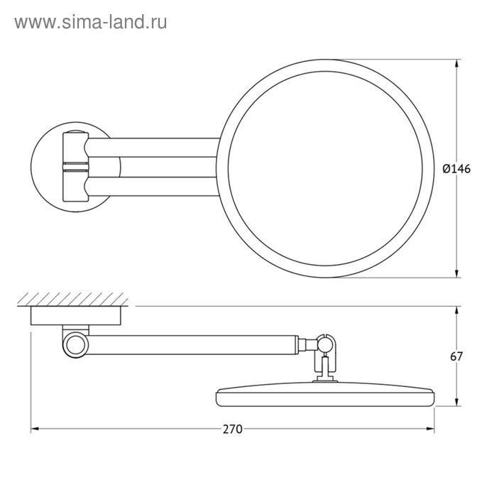 

Косметическое зеркало x2,5, хром, ELLUX