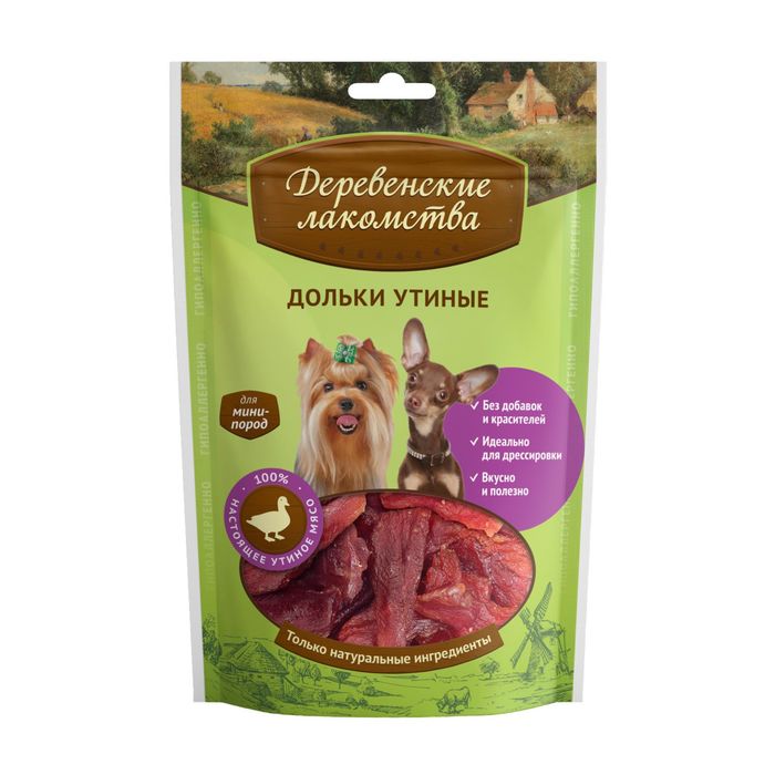 Дольки утиные Деревенские Лакомства для собак, мини-пород, 55г