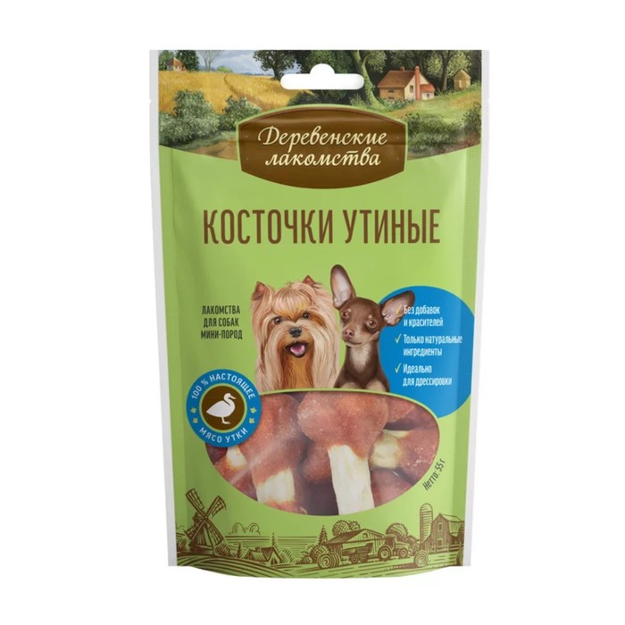 

Косточки утиные "Деревенские лакомства" для собак мини-пород, 55 г