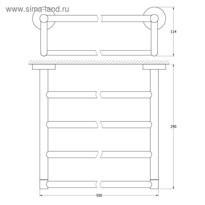 фото Полка для полотенец со штангой, ширина 50 см, хром artwelle