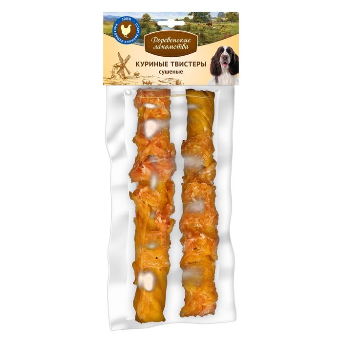 Куриные твистеры Деревенские Лакомства для собак, 100г