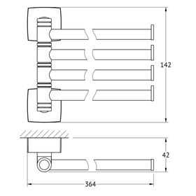 

Держатель полотенец поворотный четверной 37 см, хром, FBS