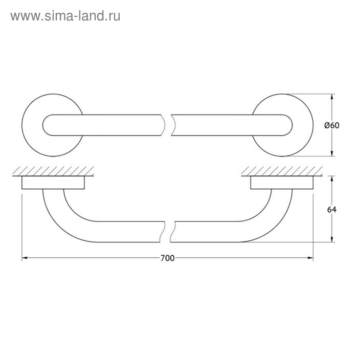 

Штанга для полотенца 70 см, хром, ELLUX