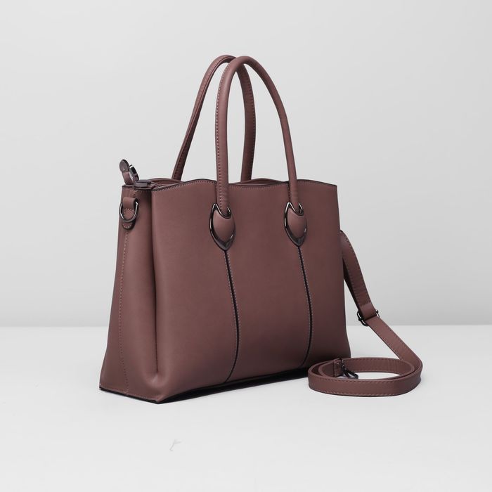 Сумка женская на молнии, 3 отдела, наружный карман, длинный ремень, цвет коричневый