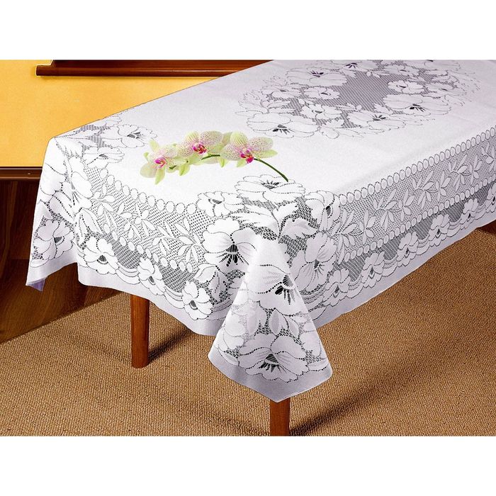 Скатерть жаккардовая, размер 150х250 см, цвет белый