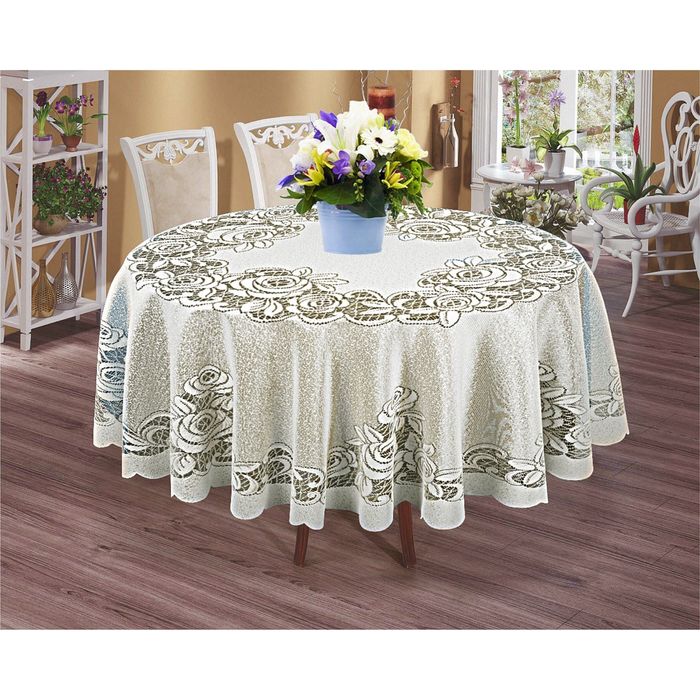 Скатерть жаккардовая, диаметр 175 см, цвет белый