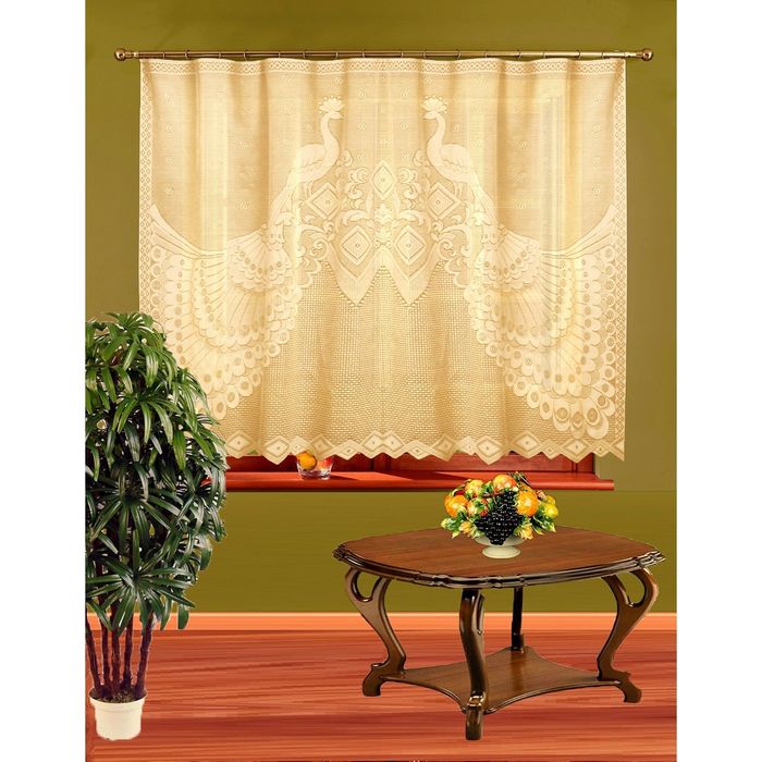 Гардина жаккардовая, размер 145х200 см, цвет кремовый 1413