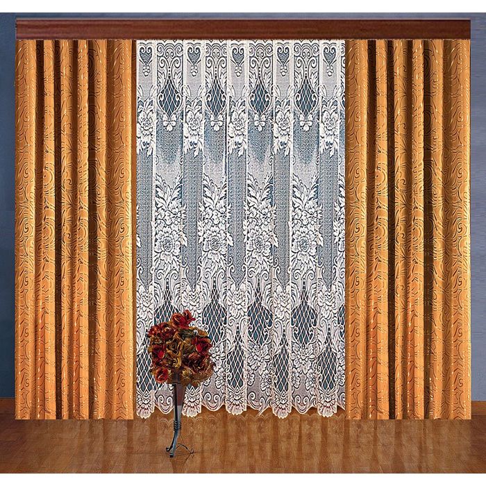 Комплект штор, размер 150х250 2 шт, 300х250 см, цвет бежевый 7076