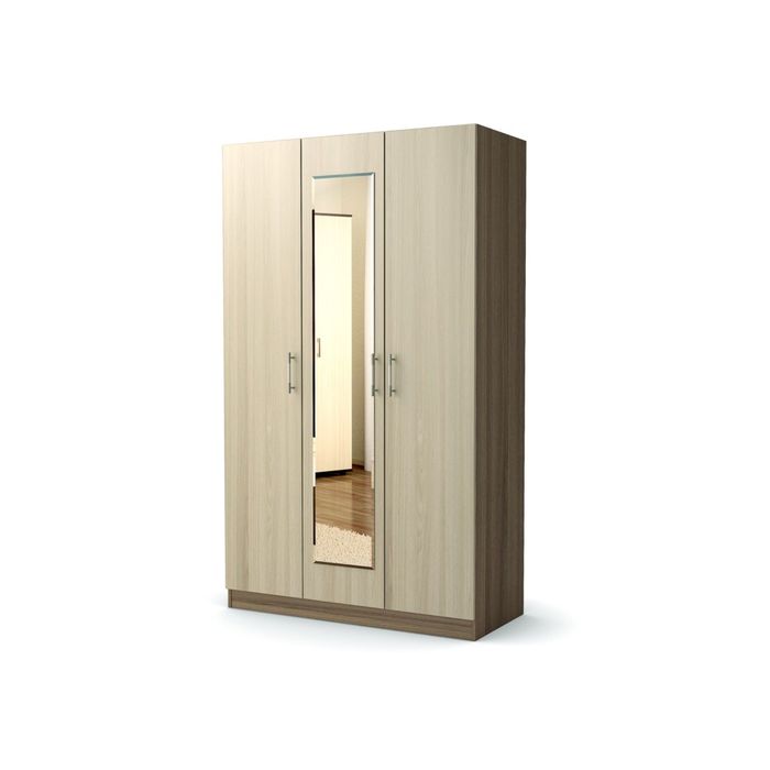 Шкаф 3х створчатый с зеркалом ЭКО СТИЛЬ 1182х516х2000 ясень шимо темный/ясень шимо светлый