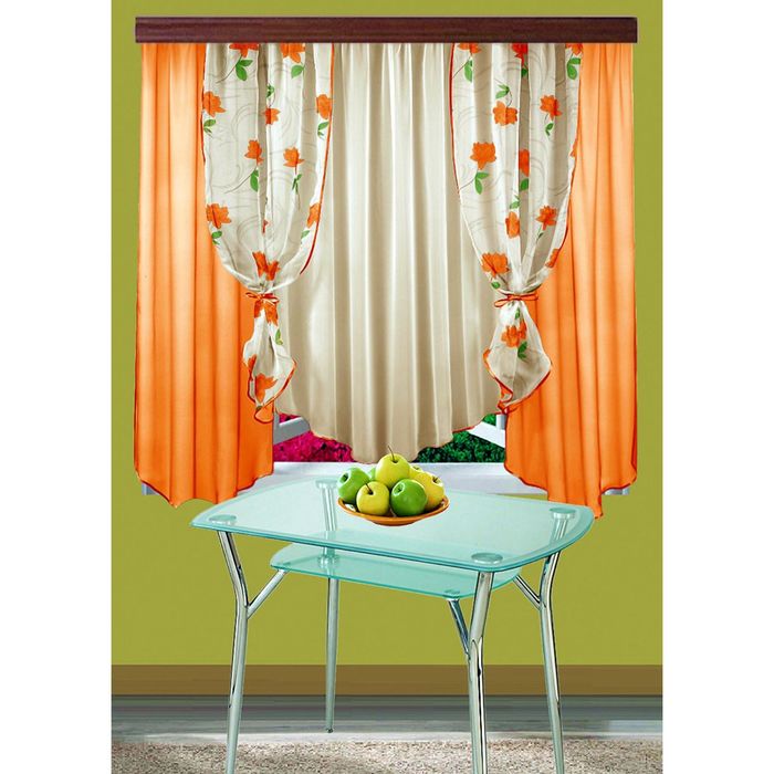 Комплект штор вуаль, размер 280х175 см, цвет оранжевый 7017