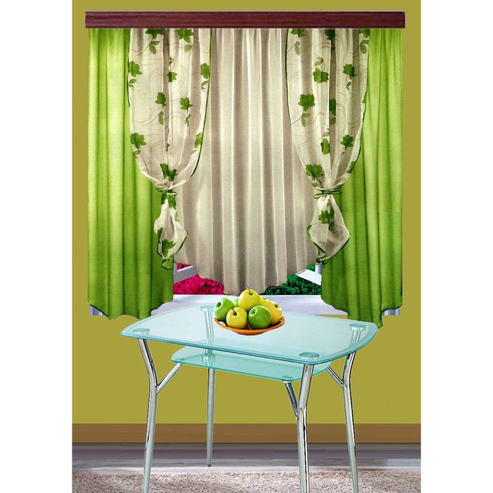 Комплект штор вуаль, размер 280х175 см, цвет салатовый 7017