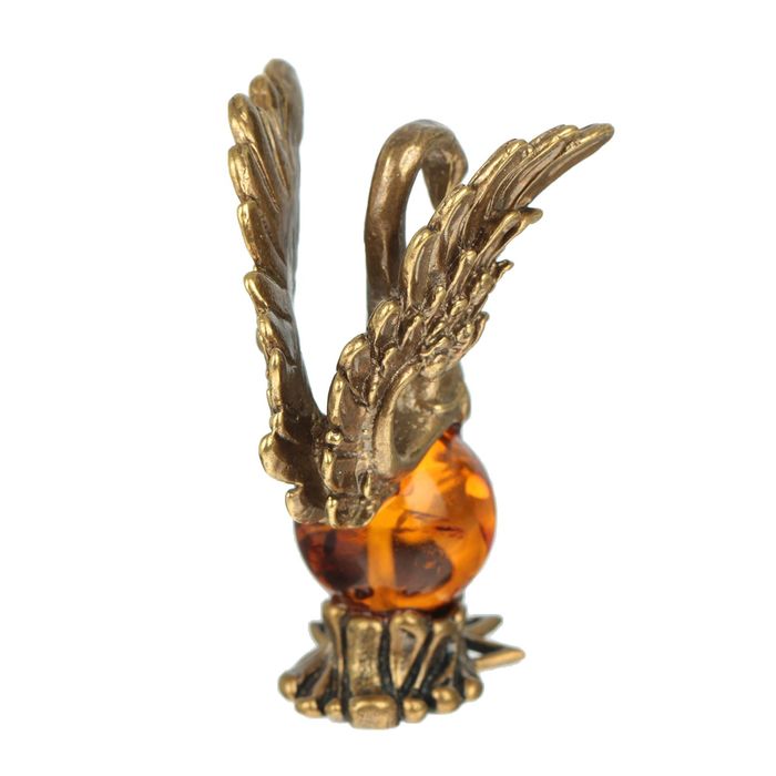 Сувенир из латуни и янтаря "Лебедь"
