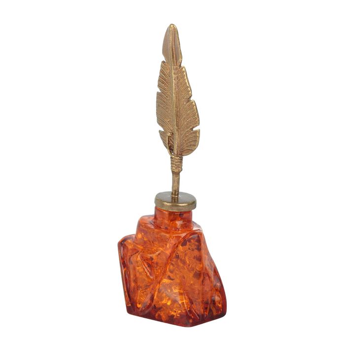 Сувенир из латуни и янтаря "Чернильница"