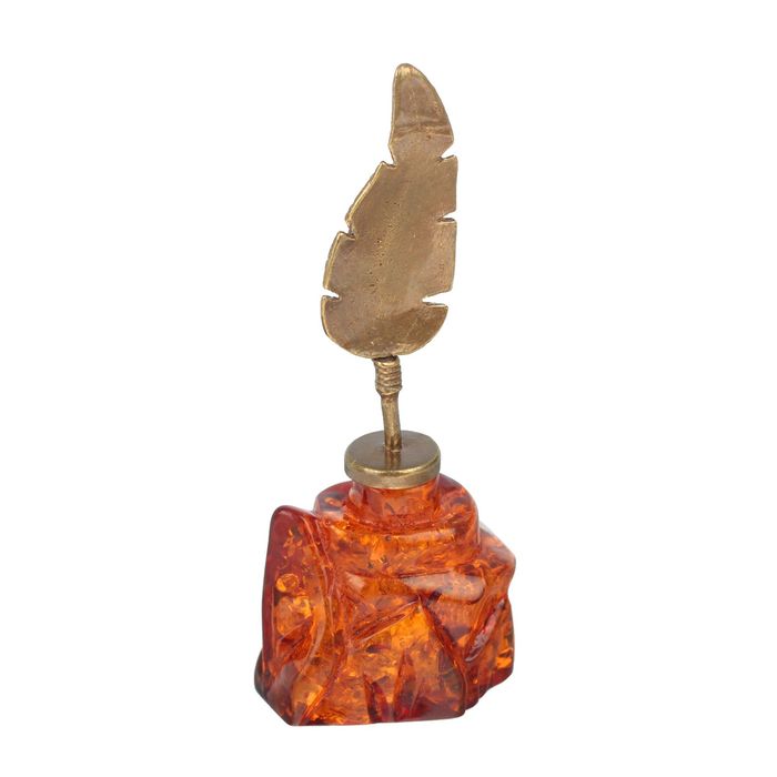 Сувенир из латуни и янтаря "Чернильница"