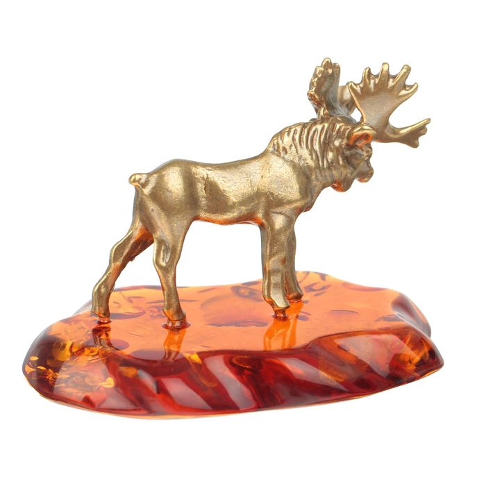 Сувенир из латуни и янтаря "Лось большой"