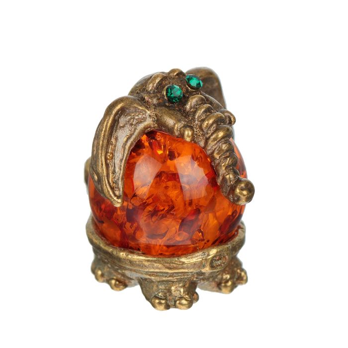 Сувенир из латуни и янтаря "Слон-пузан"