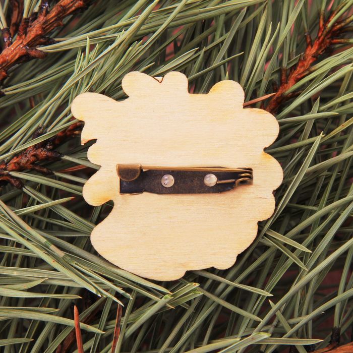 Значок деревянный «С Рождеством! Колокольчик»