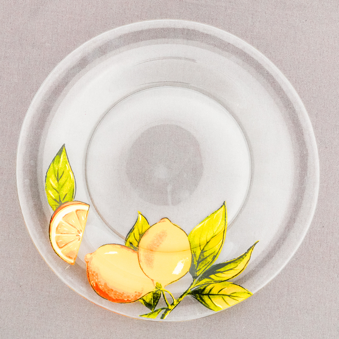 Тарелка стекло 20 см "Лимоны"