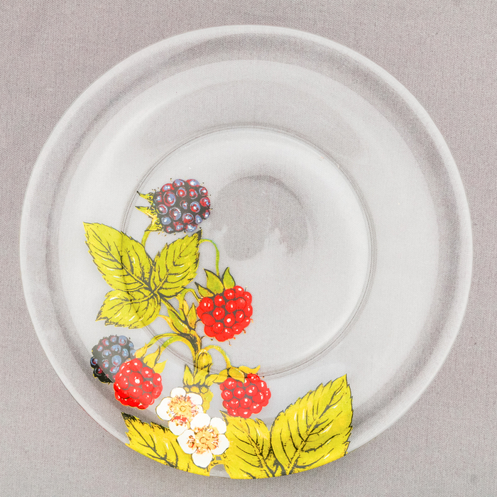 Тарелка стекло 20 см "Малина"