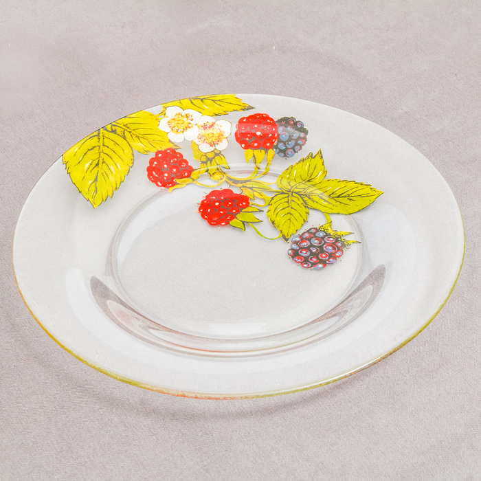 Тарелка стекло 20 см "Малина"