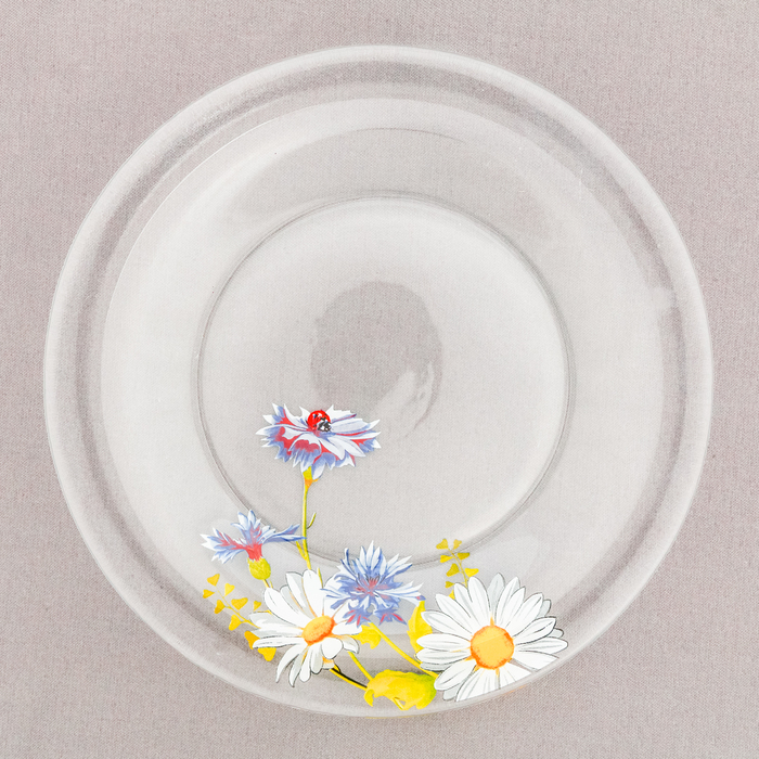 Тарелка стекло 20 см "Ромашки"