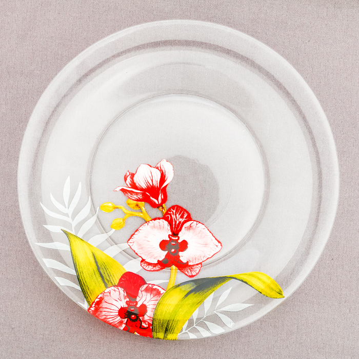 Тарелка стекло 20 см "Орхидеи"