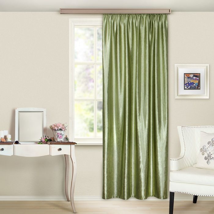 Штора портьера блэкаут 160х260 см, цв. зеленый, блэкаут, пэ100%