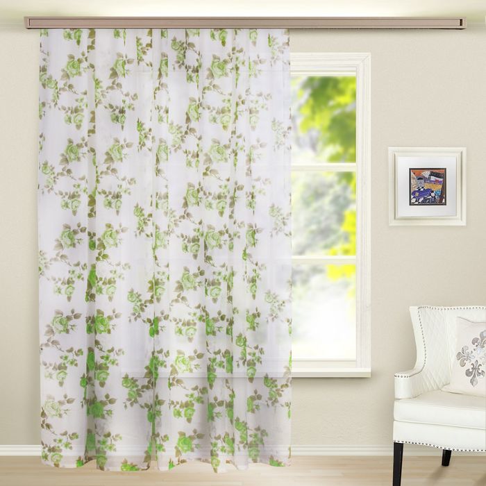 Штора вуаль- печать ш150*в260 см зеленая, пэ100%