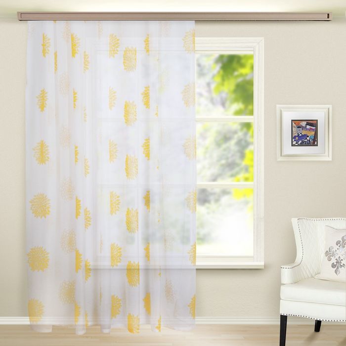 Штора вуаль-печать ш. 300, в. 260 см золото, принт микс, пэ100%