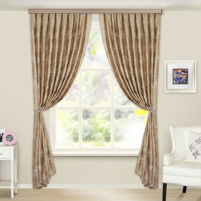 Шторы порт. Лантана жаккард бежевый ш135в*260 2шт., пэ100%