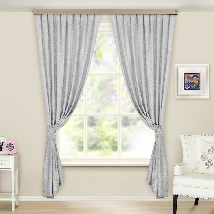 Шторы порт. Софт жаккард серый вензель ш135*в260 2шт., пэ100%