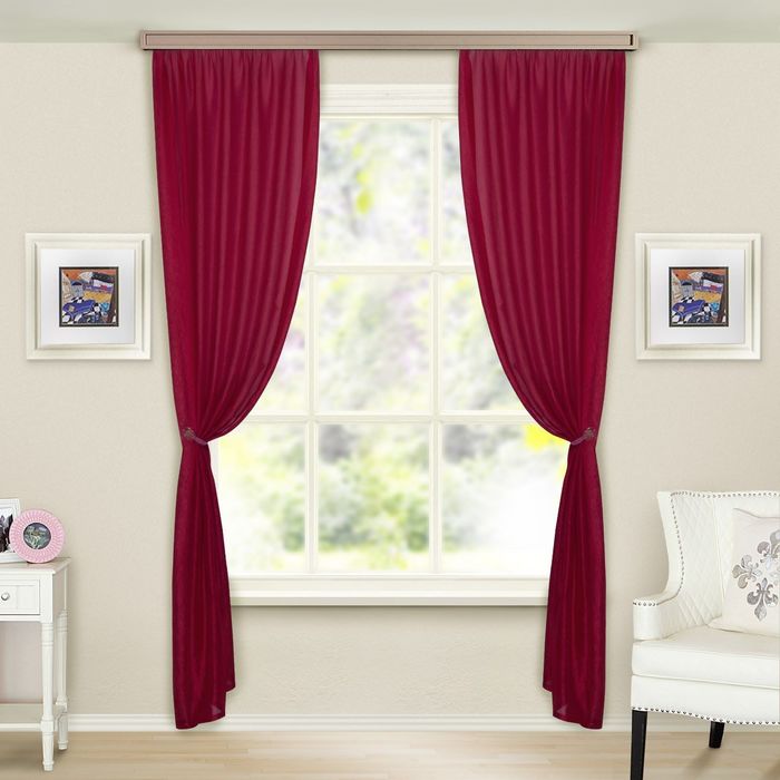 Штора портьерная Тергалет 140х260 см , цв. бордо, пэ 100%
