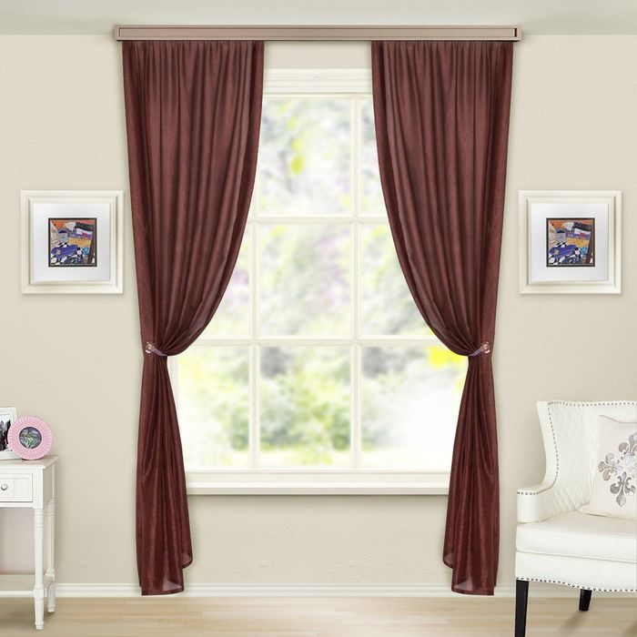 Штора портьерная Тергалет 140х260 см, цв. шоколад, пэ 100%
