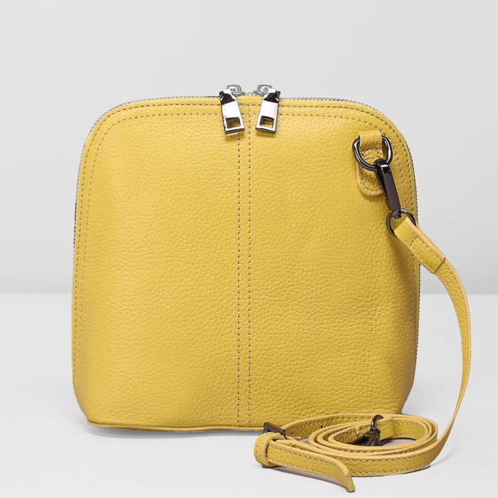 Сумка женская на молнии, 1 отдел с перегородкой, наружный карман, длинный ремень, цвет жёлтый