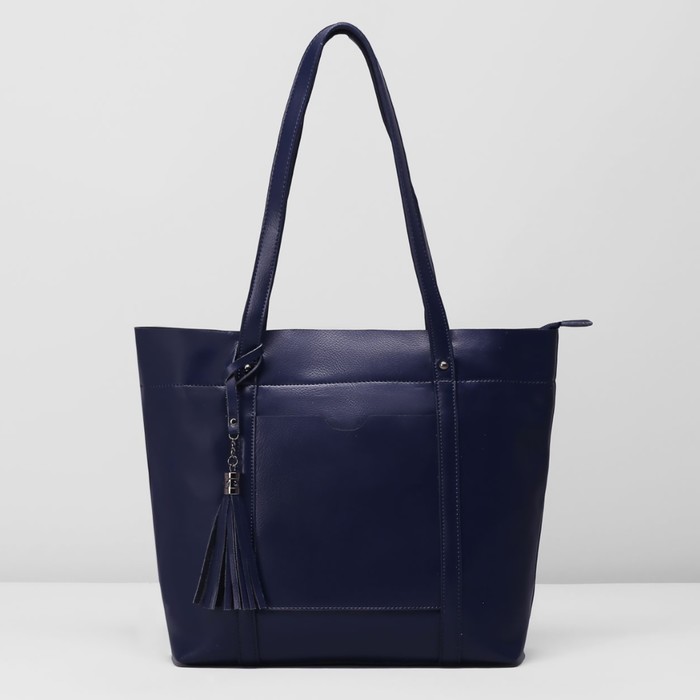 Сумка женская на молнии, 1 отдел с перегородкой, 2 наружных кармана, цвет синий