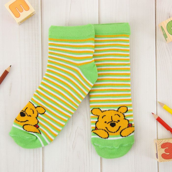 Носки детские корот "Медвежонок Винни", 16-18 см, 4-6 лет., 80% хл.,17% п/э, 3% эл.