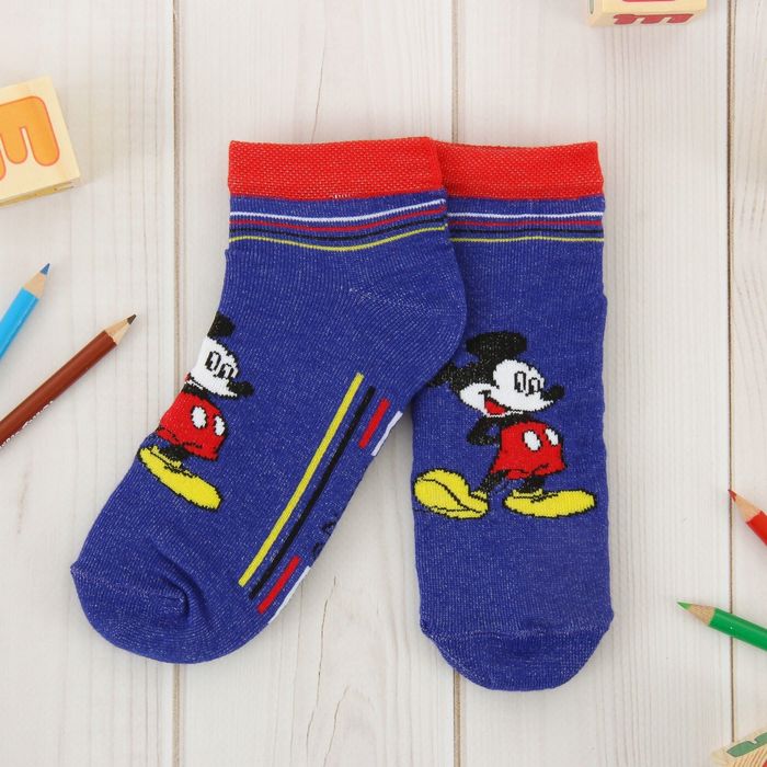 Носки детские корот "Микки Маус", 18-20 см, 7-9 лет, 80% хл.,17% п/э, 3% эл.