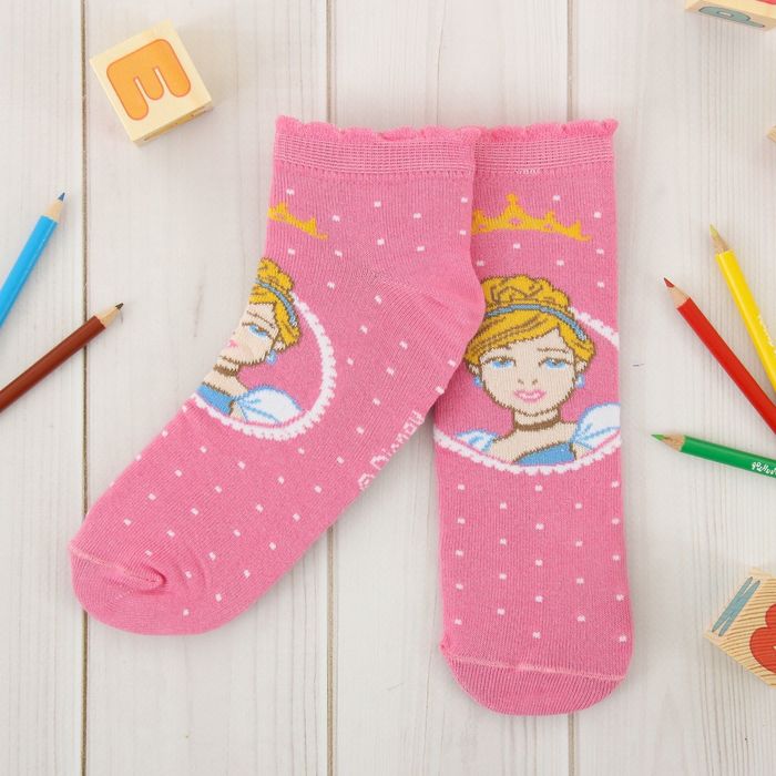 Носки детские корот "Принцессы: Золушка", 18-20 см, 7-9 лет, 80% хл.,17% п/э, 3% эл.