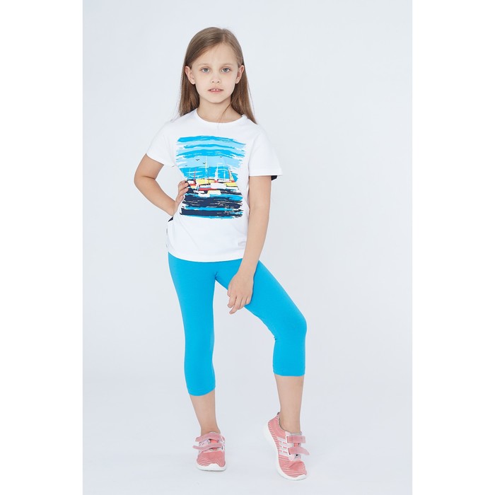 Футболка для девочки "Дорога к морю", рост 110 см (56), цвет белый, принт парусники ДДК344804