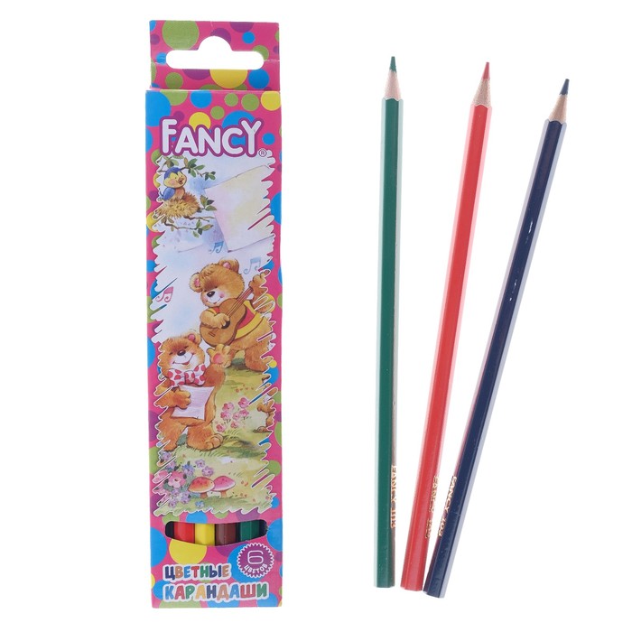 Карандаши 6 цветов "МиМиМишки, улучшенный грифель, европодвес, микс