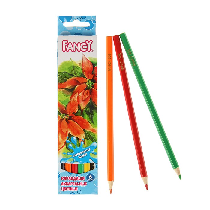 Карандаши акварельные 6 цветов Fancy, европодвес