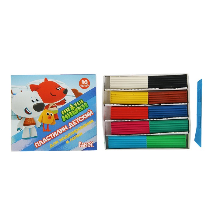 Пластилин 10 цветов 200г "МиМиМишки", со стеком