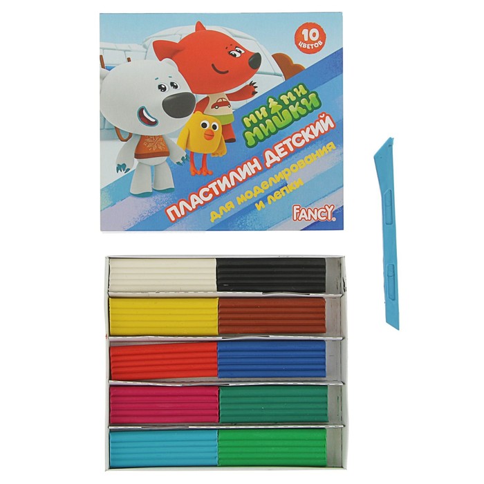 Пластилин 10 цветов 200г "МиМиМишки", со стеком