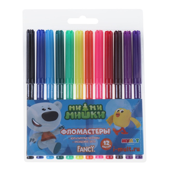 Фломастеры 12 цветов "МиМиМишки", PVC, европодвес