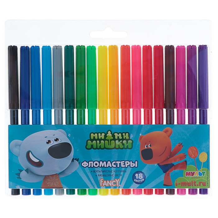 Фломастеры 18 цветов "МиМиМишки", PVC, европодвес