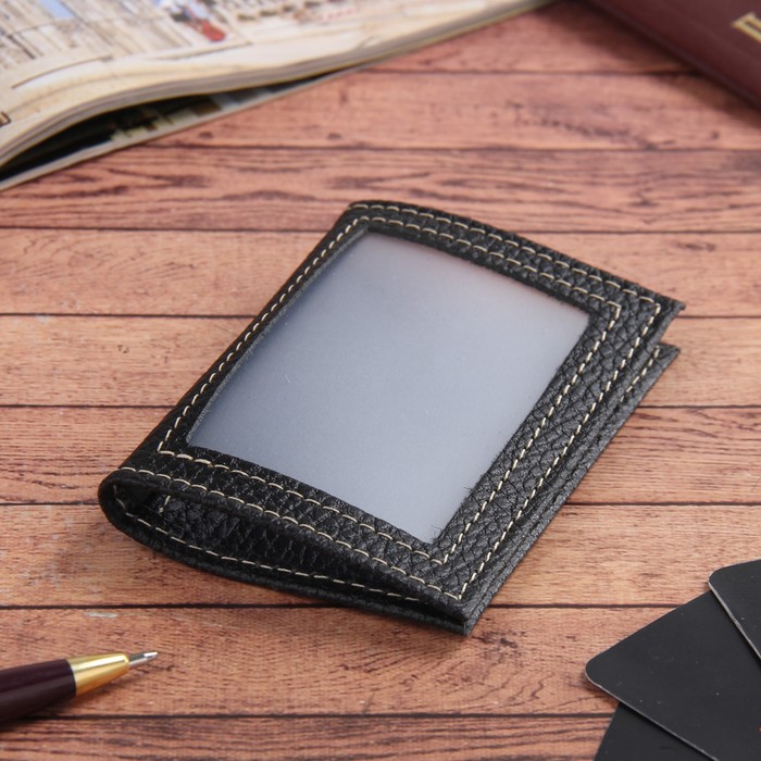 Обложка для удостоверения с окошком, доллар, цвет чёрный