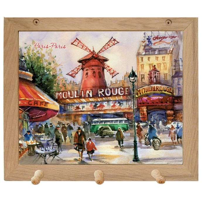 Вешалка с 3 деревянными крючками 34,5х29 см "Париж Париж"