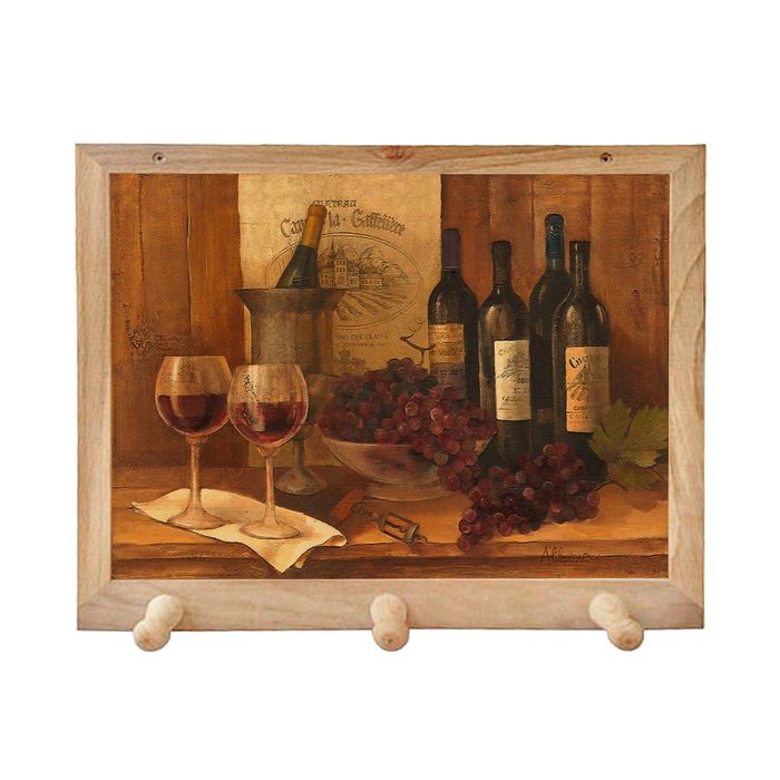 Вешалка с 3 деревянными крючками 34,5х29 см "Винтажные вина"