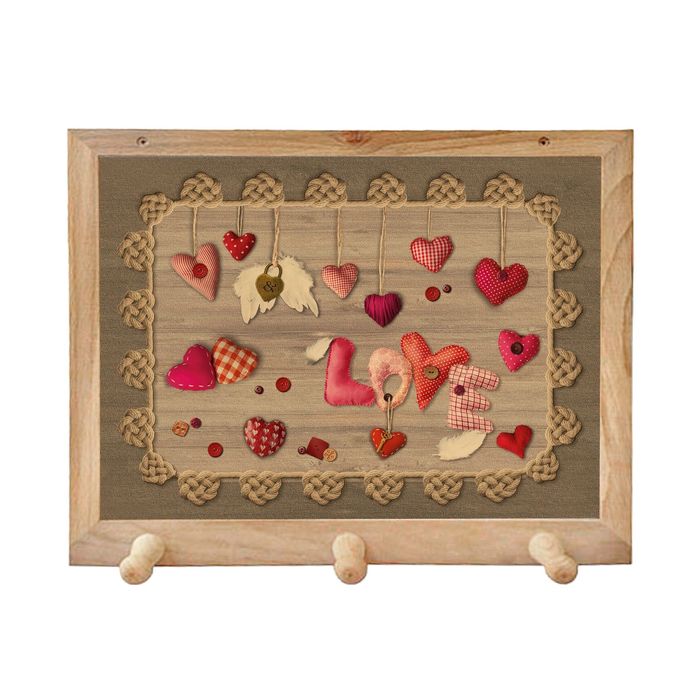 Вешалка с 3 деревянными крючками 34,5х29 см "Сердечки Любви"