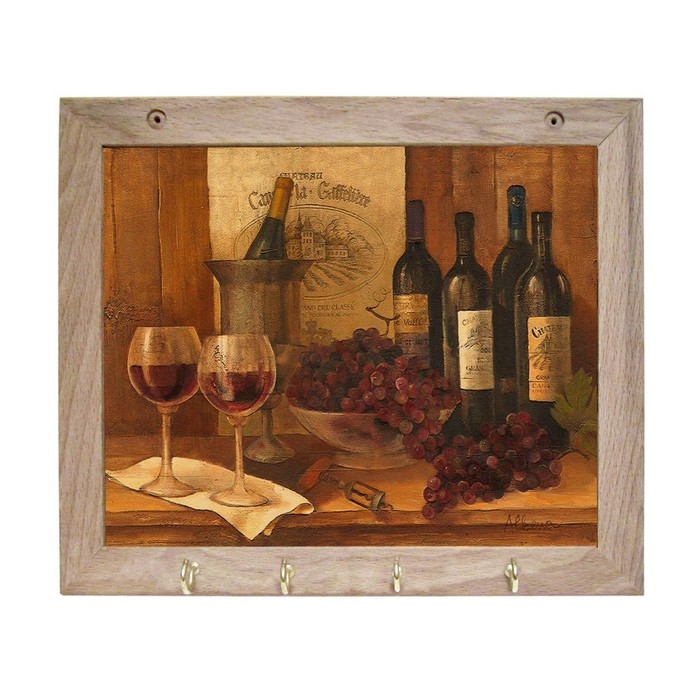 Вешалка с 4 железными крючками 20х25 см "Винтажные вина"